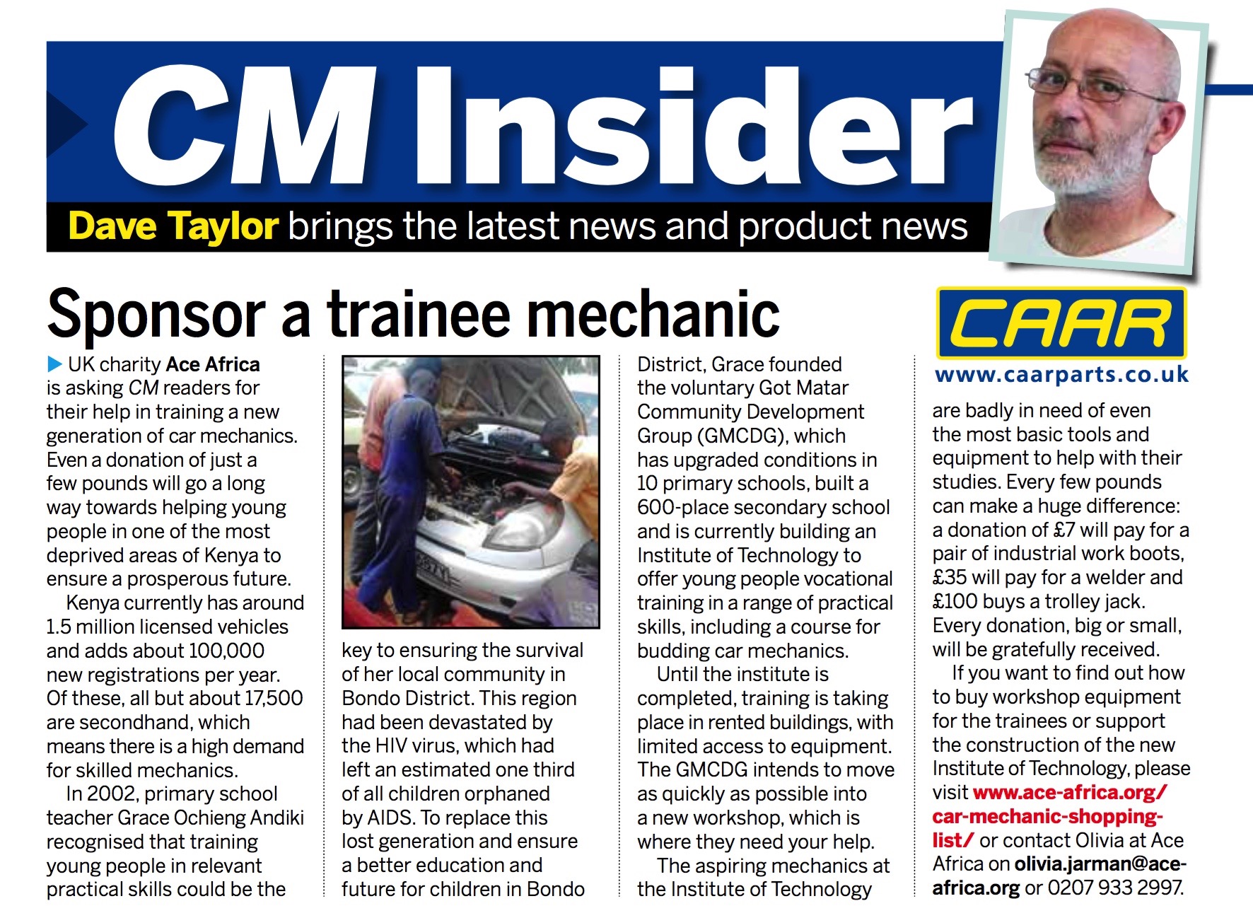 Sponsor a Trainee Mechanic