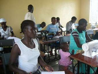 First day of training in clothing manufacture