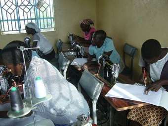First day of training in clothing manufacture